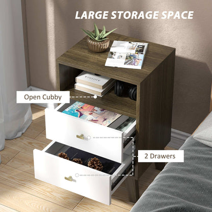 Industrial-Scandinavian Mix Bedside Table, with Drawers and Shelf