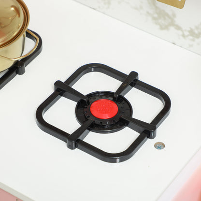 AIYAPLAY Kitchen Playset with Pretend Play Cooking Accessories, Play Kitchen with Oven, Microwave and Sink, Pink