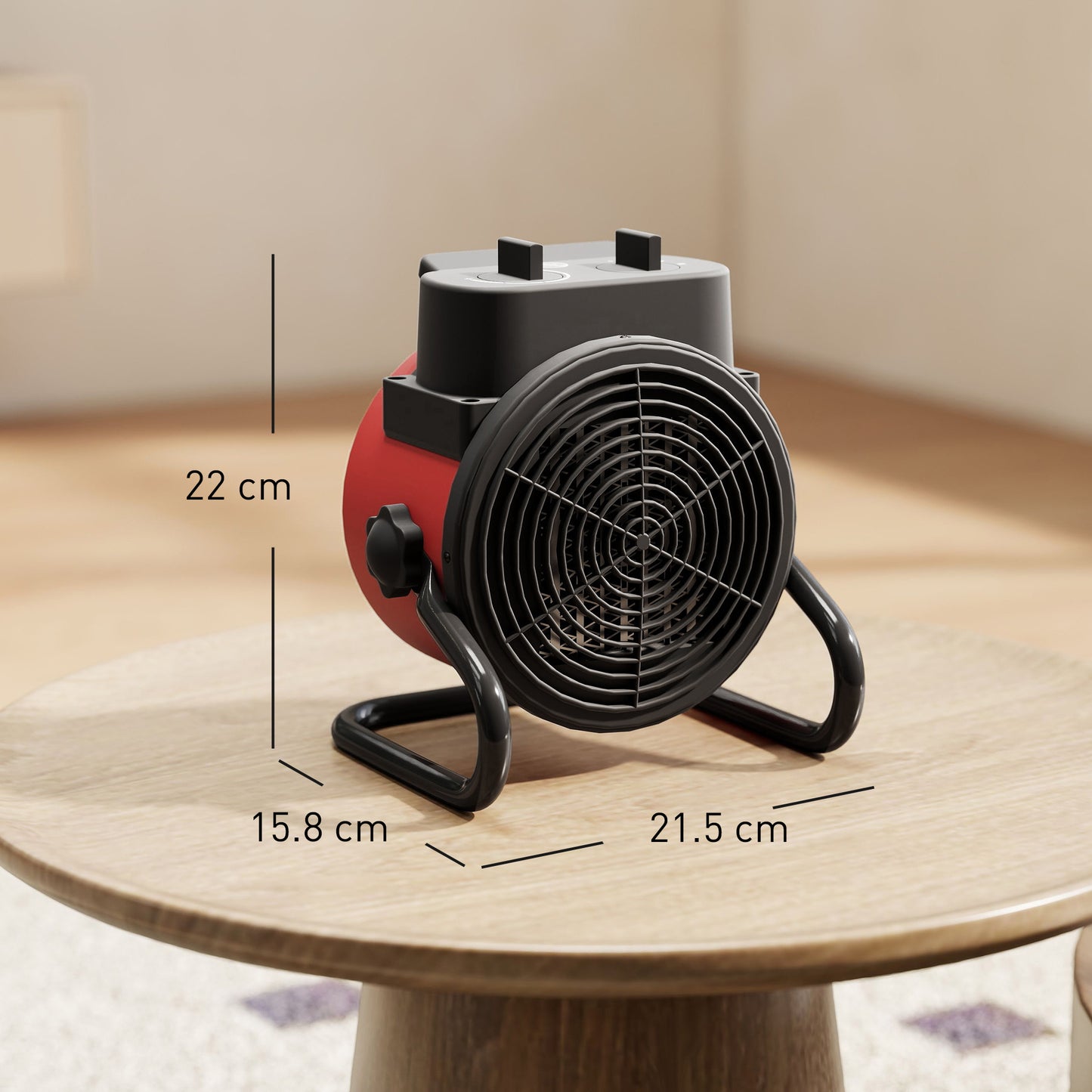 2000W Portable Ceramic Electric Heater with Fan - Red / Black