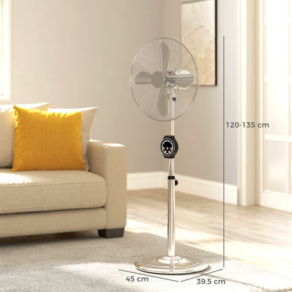 18" Metal Pedestal Fan with Oscillating, Adjustable Height - Silver Tone