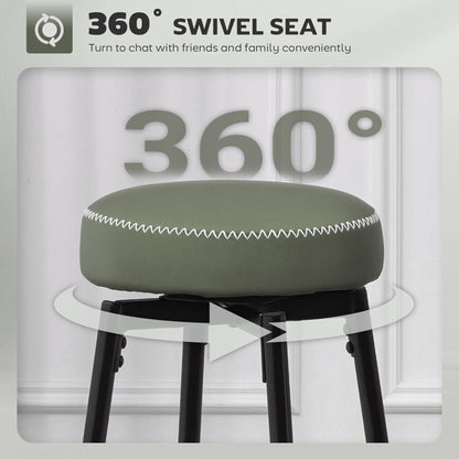 Set of Two Faux Leather Bar Stools - Green/Black - Grey/Black - Brown/Black
