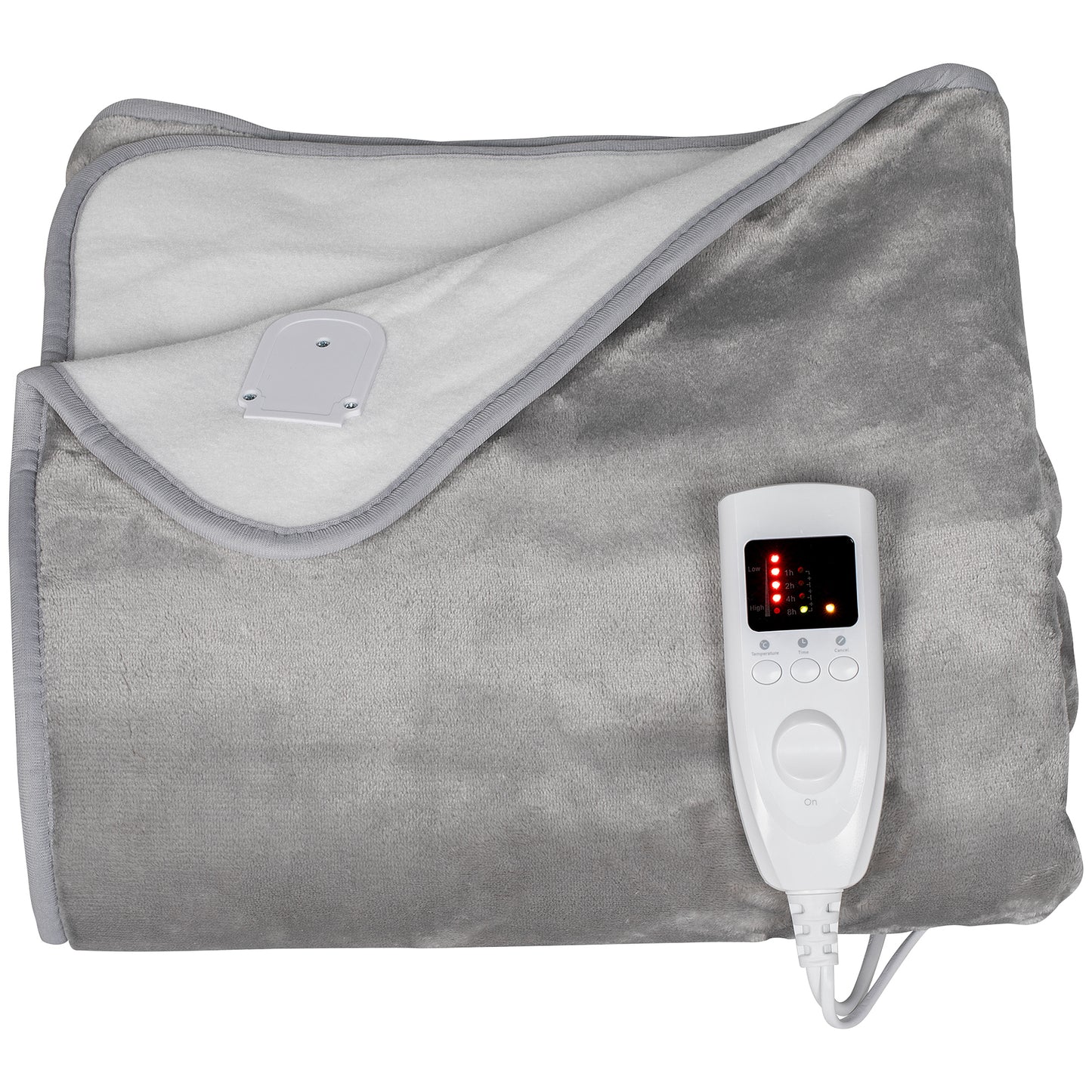 Electric Blanket with Dual Controllers, Machine Washable Heated Throw Blanket with Ultra Soft Flannel Fabric, 5 Heating Levels, 10 Hour Timer, Grey
