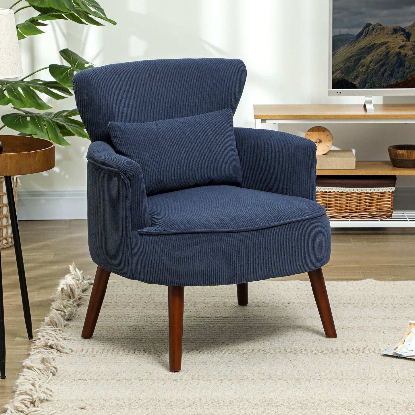 Corduroy Retro Accent Chair - Blue