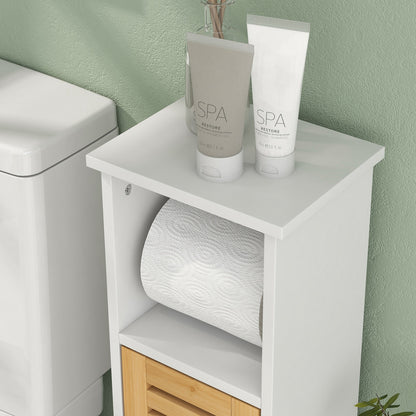 Bathroom Cabinet with Toilet Paper Holder - White