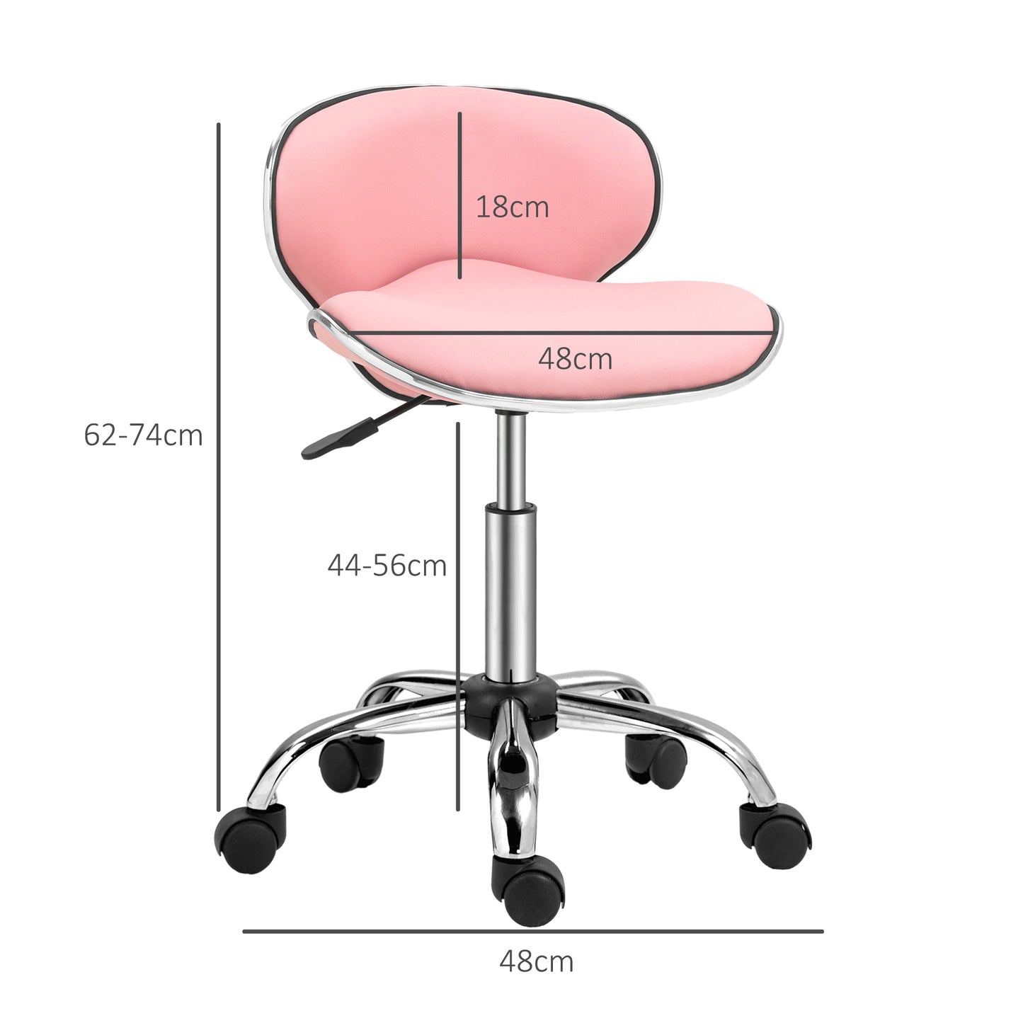 Adjustable Rolling Swivel Beauty Salon Chair, Stool for Spa, Pink