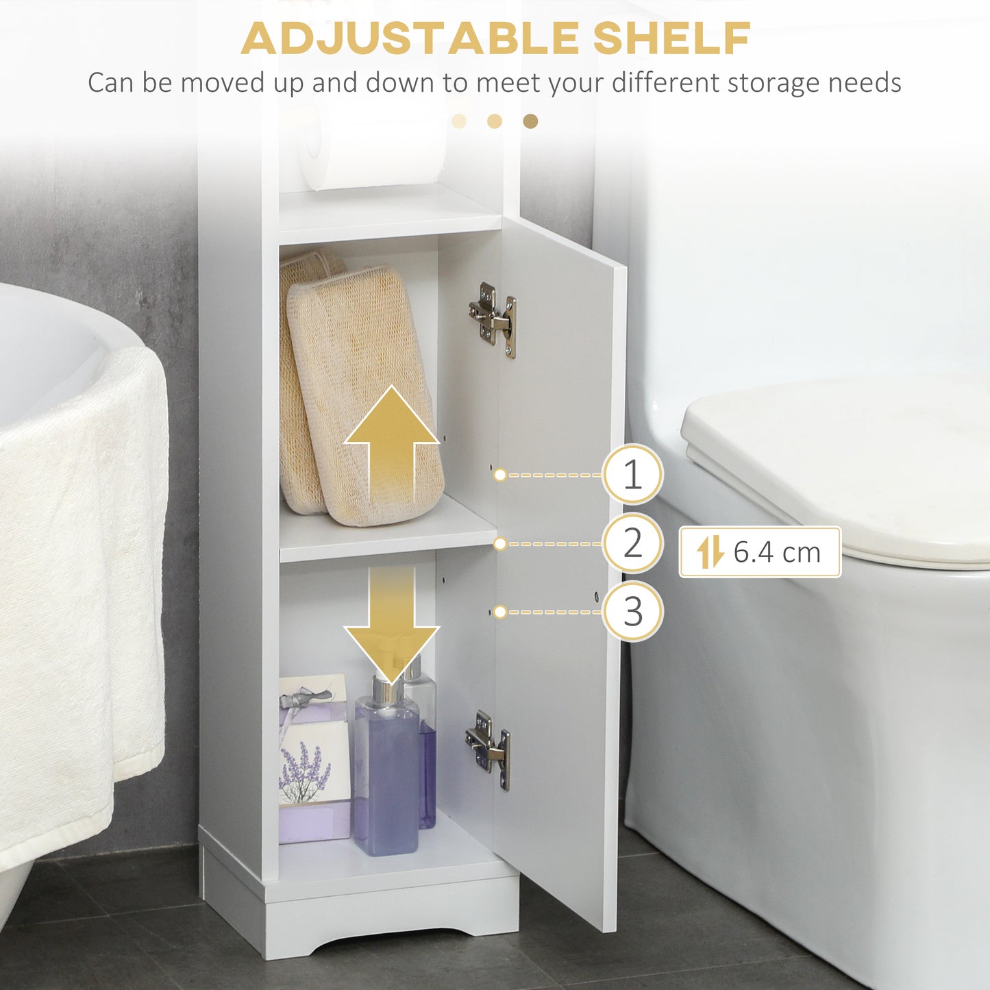 Kleankin Multi-Storage Narrow Bathroom Cabinet - White