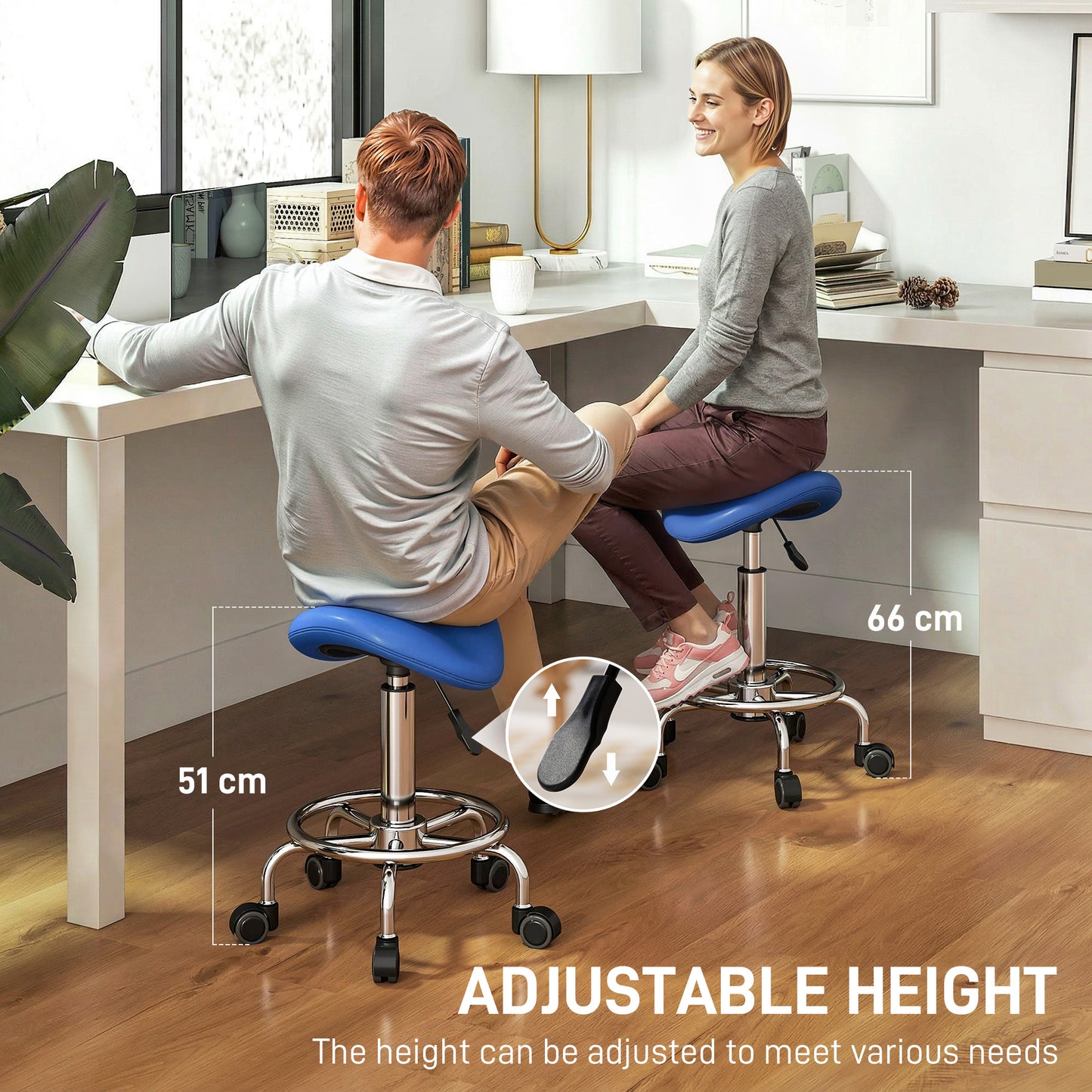 Salon Saddle Stool, Rolling Saddle Chair for Massage, Spa, Clinic, Beauty, Hairdressing and Tattoo