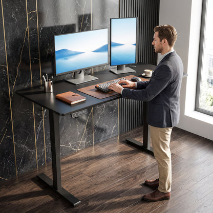 Electric Standing Desk | Black & White Height Adjustable Sit-Stand Desk 72–118cm with LED Memory