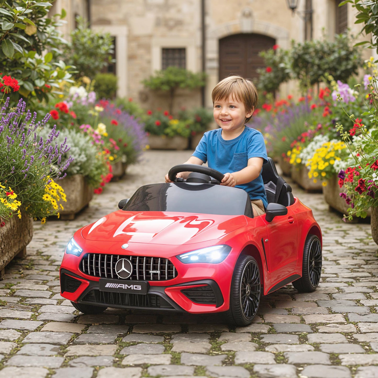 AIYAPLAY Licensed Mercedes AMG Kids Electric Car, 12V Ride On Car with Dual Motors, Remote Control for 3-6 Years