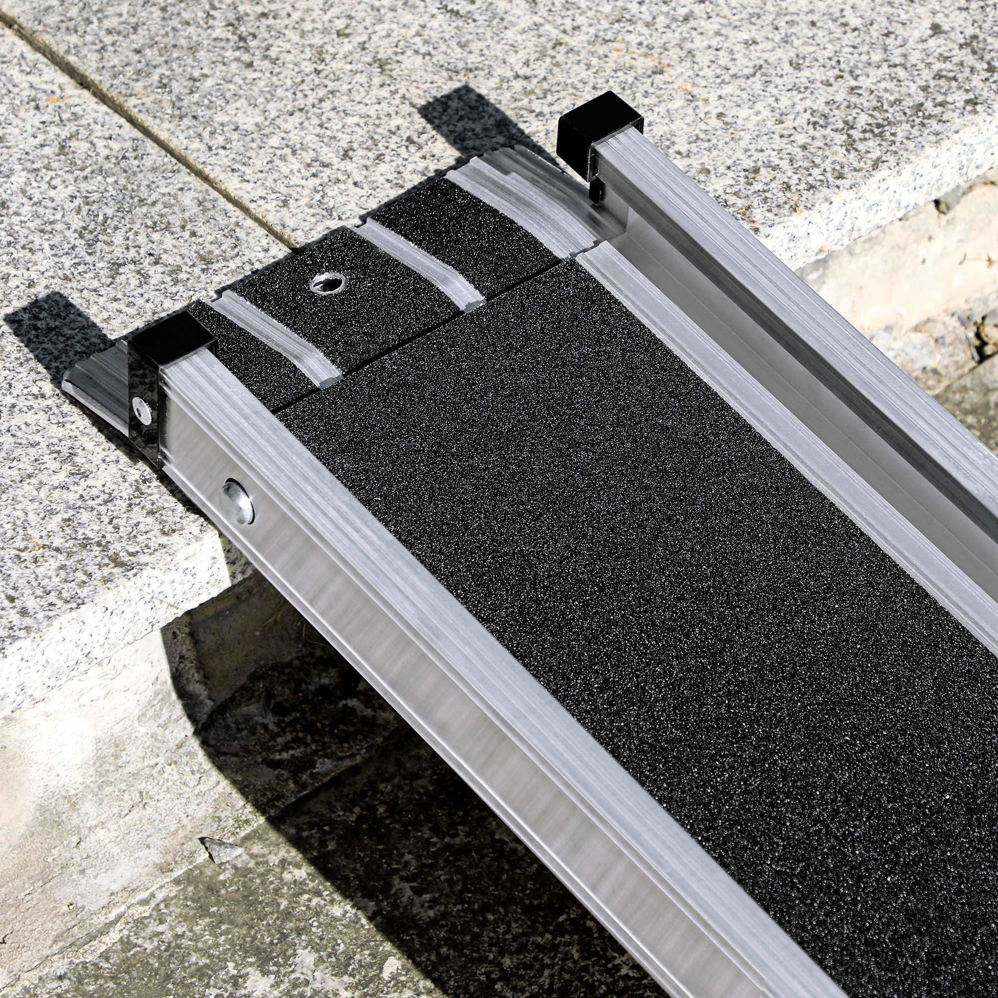 2 Piece Telescopic Wheelchair Assist Ramp, 183L x 19.5Wcm, 270kg, Folding Aluminium Door Threshold Ramps for Home, Doorways, Steps, Stairs