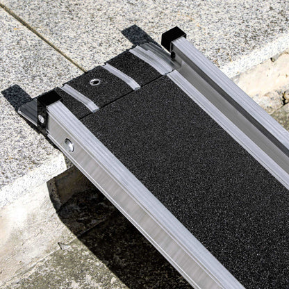 2 Piece Telescopic Wheelchair Assist Ramp, 183L x 19.5Wcm, 270kg, Folding Aluminium Door Threshold Ramps for Home, Doorways, Steps, Stairs