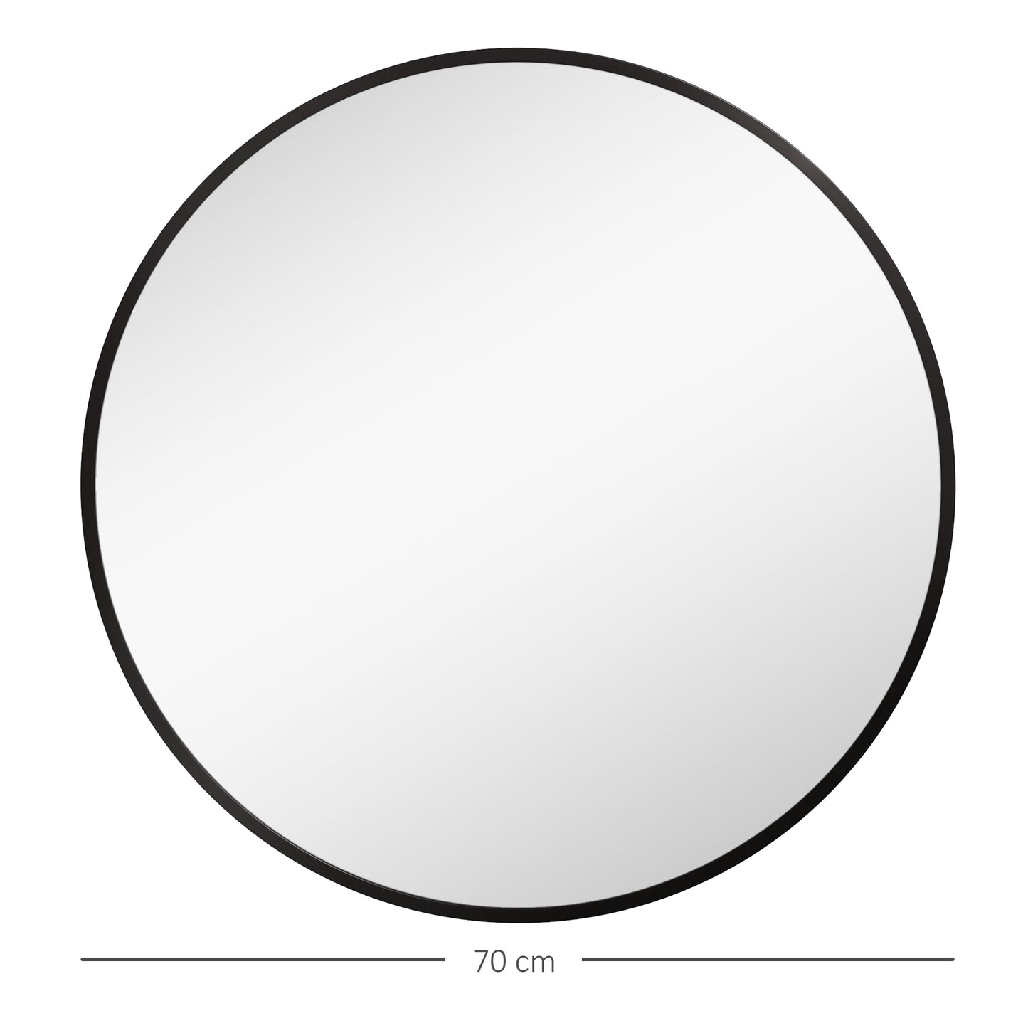 Round Bathroom Mirror, Modern Wall-mounted Vanity Mirror with Aluminium Frame and Easy Install Hook for Living Room, Entryway, 70 x 70cm, Black