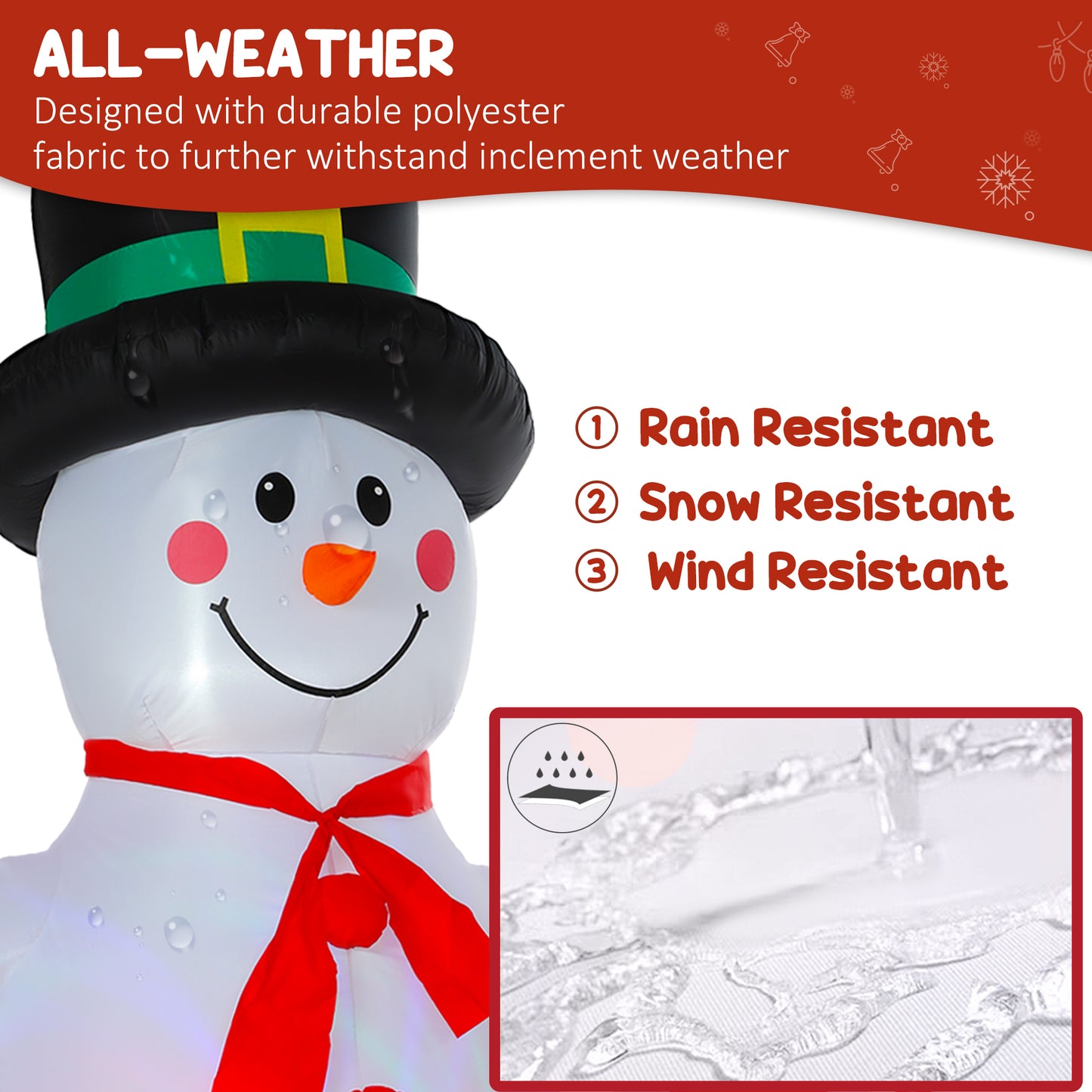 8FT Christmas Inflatable Outdoor Decoration with Dynamic Disco & LED Lights, Self-Inflating Christmas Blow Up Snowman for Garden, Indoor Outdoor Home Decor