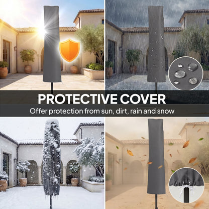 3 x 3m Cantilever Garden Parasol | Solar LED Lights | UPF50+ | 360° Rotation | Dark Grey