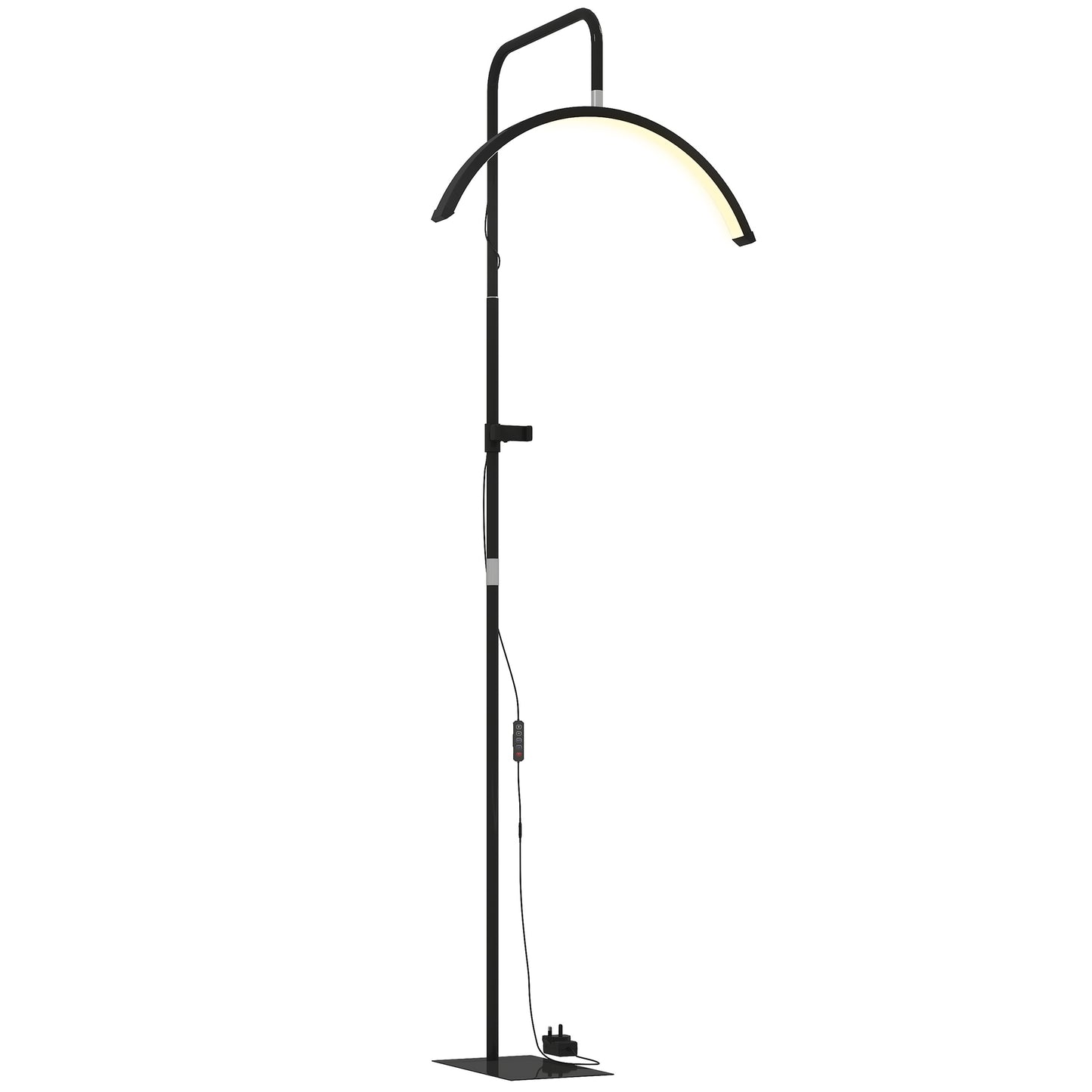 Half Moon Lash Light, Beauty Floor Lamp with 350° Rotatable Head, 7 Colour Temperature and Phone Holder, Dimmable Standing Lamp for Eyelash Extension, Tattoo, Nails, Skincare, Black