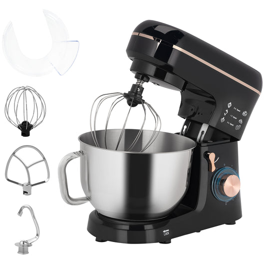 Stand Mixer, 5L Food Mixer for Baking, 6 Speeds and Pulse Setting, 1400W Cake Electric Kitchen Mixer with Dough Hook, Whisk