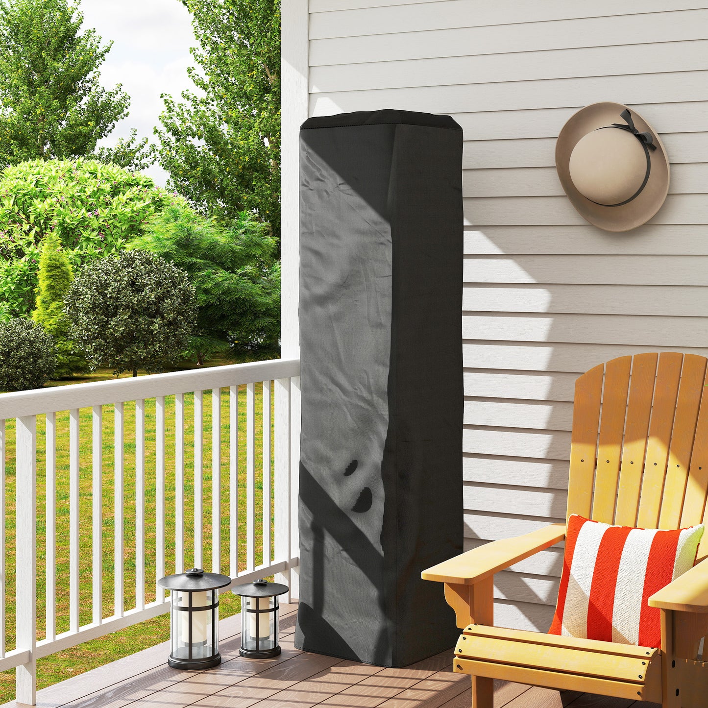 Heavy Duty Gas Pyramid Patio Heater Cover, Full Length Outdoor Heater Cover Protector, UPF 30+ Oxford Fabric with Zipper, Black