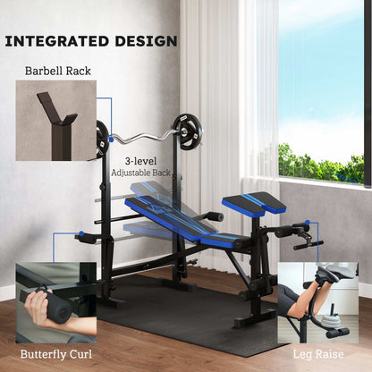 Adjustable Weight Bench with Leg Developer Barbell Rack for Weight Lifting and Strength Training Multifunctional Workout Station for Home Gym