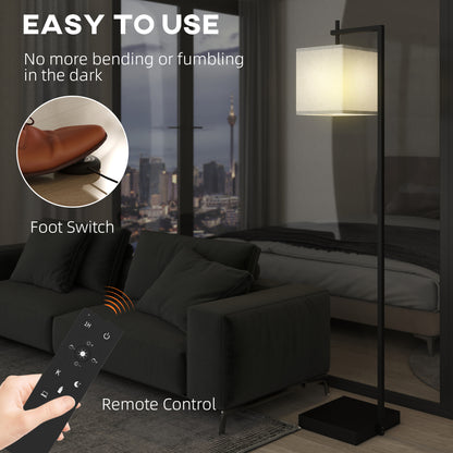 Floor Lamp for Living Room, 66" Modern Tall Standing Lamp with Adjustable Colour Temperatures & 10 Brightness Levels, Remote Control and Foot Switch 9W LED Bulb Included