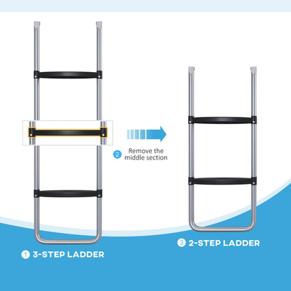 Galvanised Steel Trampoline Ladder, 2 Steps/3 Steps Outdoor Trampoline Accessories for 6ft, 8ft, 10ft, 12ft, 13ft, 14ft, 16ft Trampoline, 110L x 32Wcm,