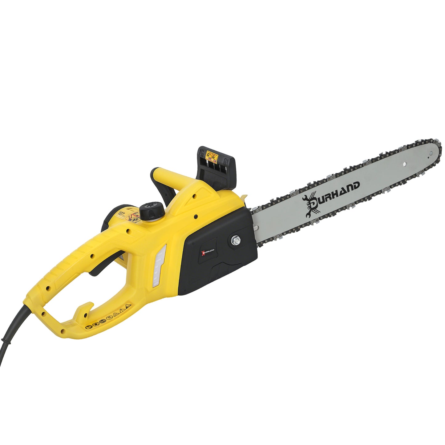 DURHAND Aluminium Chainsaw with Double Brake Protection and Blade Cover, 2000 W, 40 cm, for Wood, Trees and Branches, Yellow / Blue