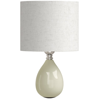 Vintage Eastern Ceramic Table Lamp | Cream Linen Shade | Glazed Base | E27 40W | Energy Class C | Rocker Switch | 1.5m Cable | 22x22x35cm | Bedside Desk Study Bedroom Living Room | Cream