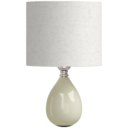 Vintage Eastern Ceramic Table Lamp | Cream Linen Shade | Glazed Base | E27 40W | Energy Class C | Rocker Switch | 1.5m Cable | 22x22x35cm | Bedside Desk Study Bedroom Living Room | Cream