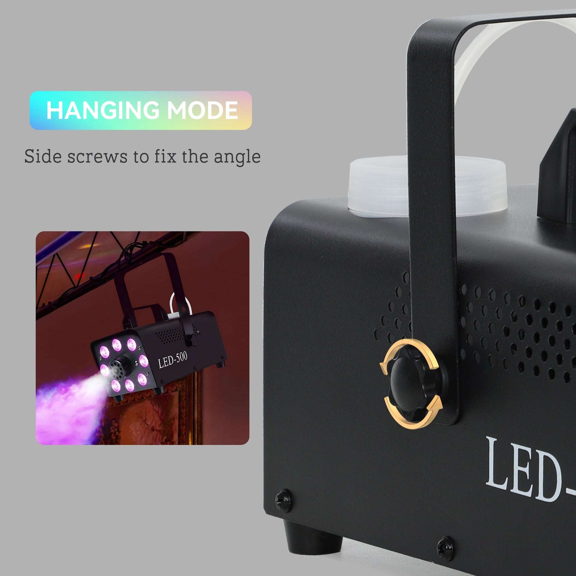 Smoke Machine with 3 RGB LED Lights with 13 Colours and 4 Effects, 450W 2000CFM Fog Machine with Wired and Wireless Remote Controls
