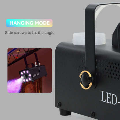 Smoke Machine with 3 RGB LED Lights with 13 Colours and 4 Effects, 450W 2000CFM Fog Machine with Wired and Wireless Remote Controls