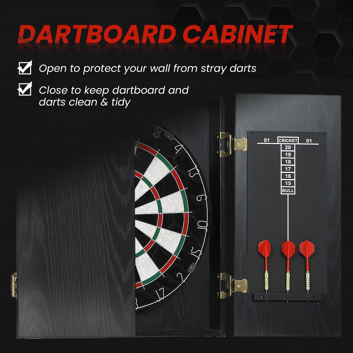 SPORTNOW Bristle Dartboard with Cabinet, 6 Steel Tip Darts, Cabinet