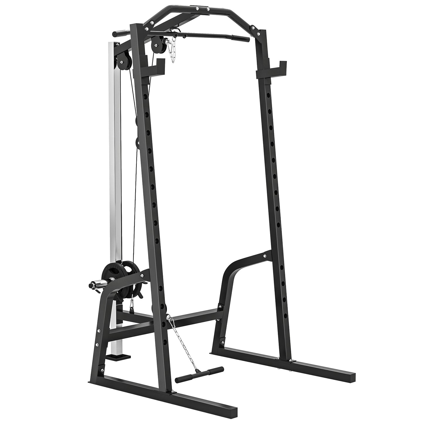 SPORTNOW Power Cage Rack with 15-Level Squat Rack, Cable Crossover Machine Pulley System, Pull up Stand and Push up Stand