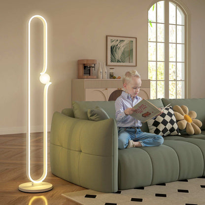 LED Floor Lamp, Dimmable Floor Standing Lamp with Glass Night Light, Foot Switch for Living Room, Bedroom, Office, White