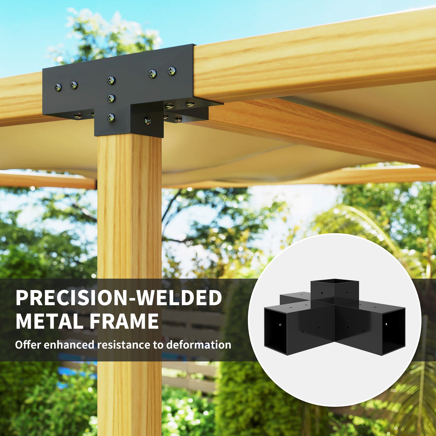 12 Piece DIY Pergola Bracket Kit | 3-Way & 4-Way Corner Brackets | Post Bases | Precision-Welded Powder-Coated Metal | Expansion Screws Included | Fits 9.6cm Lumber | Black