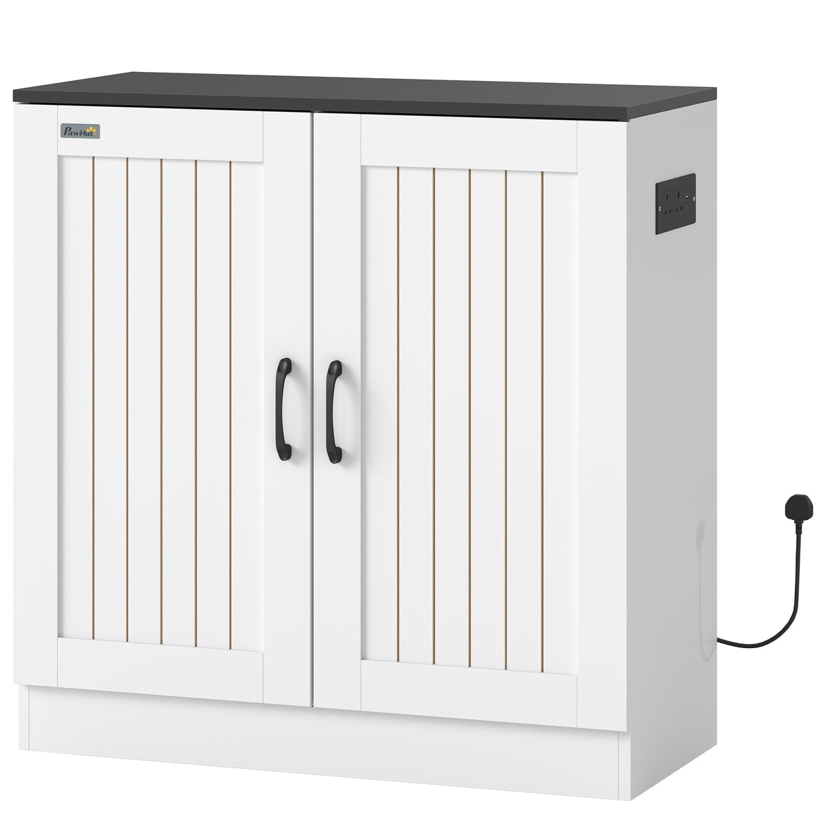 20-29 Gallon Aquarium Stand | White & Black Fish Tank Cabinet | Storage | UK Power Hub | USB & Type-C Charging