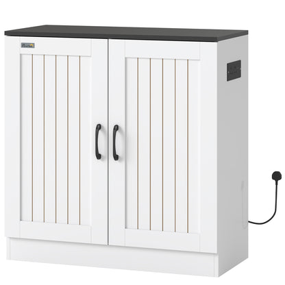 20-29 Gallon Aquarium Stand | White & Black Fish Tank Cabinet | Storage | UK Power Hub | USB & Type-C Charging