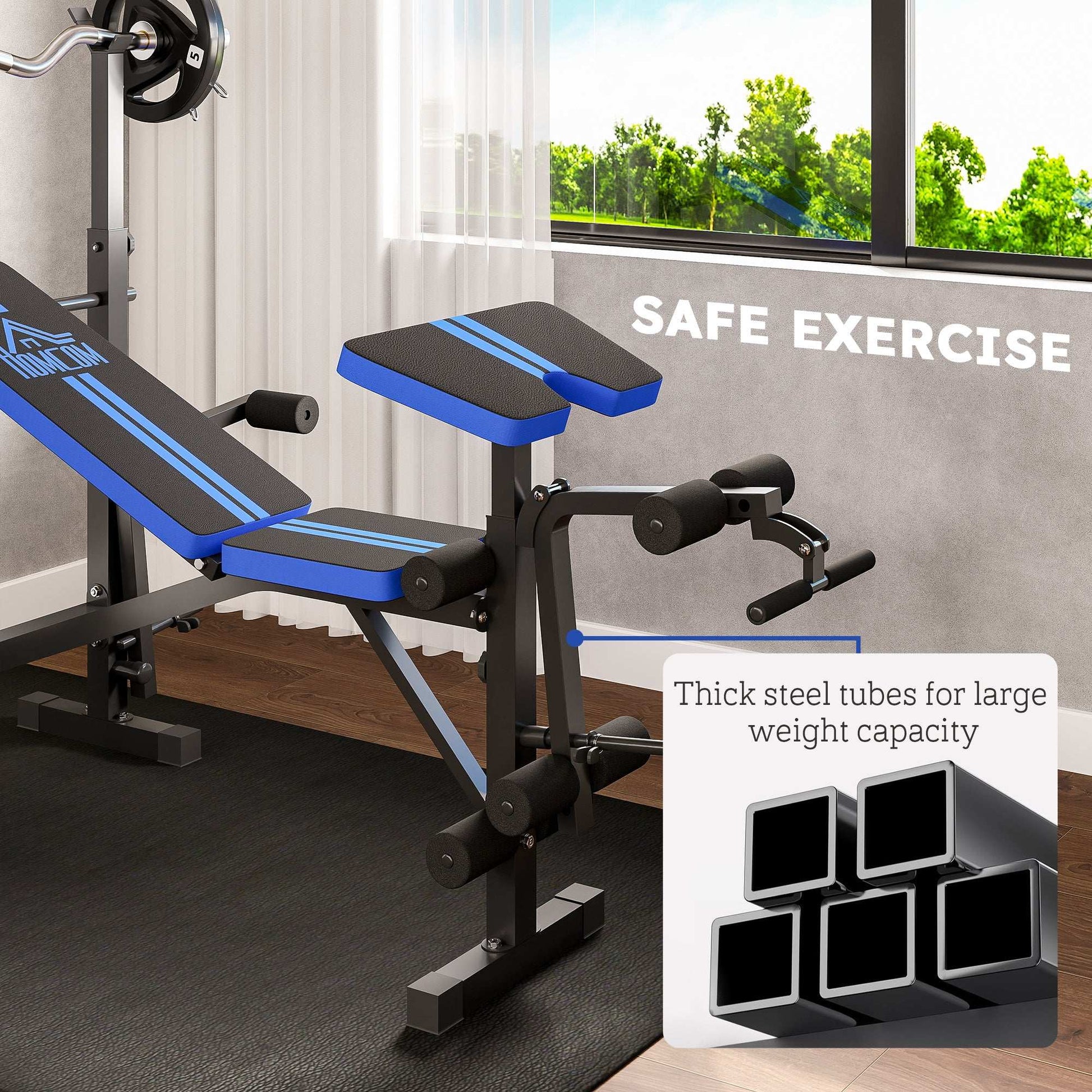 Adjustable Weight Bench with Leg Developer Barbell Rack for Weight Lifting and Strength Training Multifunctional Workout Station for Home Gym