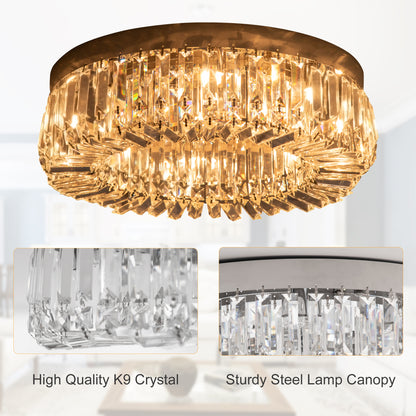 Set of 2 Crystal Ceiling Chandeliers | Flush Mount | Silver Tone | Ø50cm
