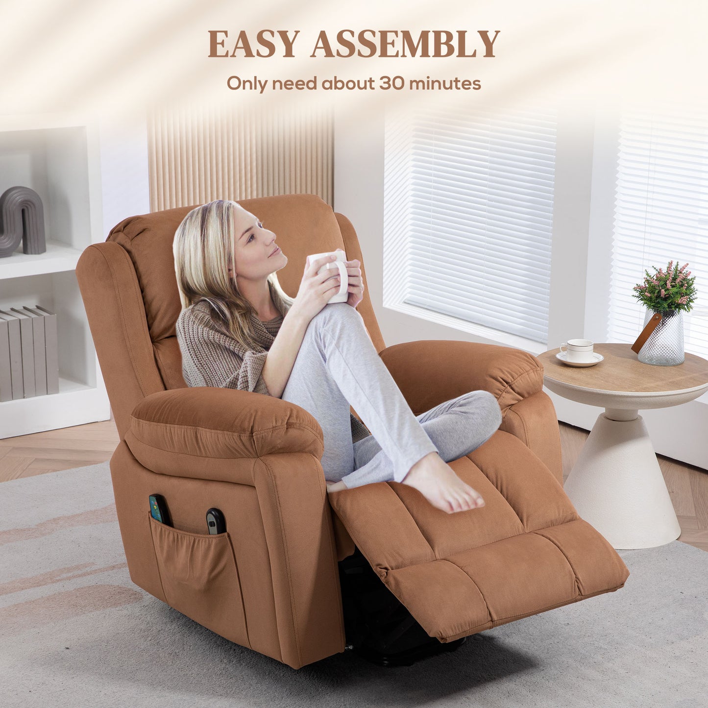 Power Lift Riser and Recliner Chair with Vibration Massage, Heat, Side Pocket