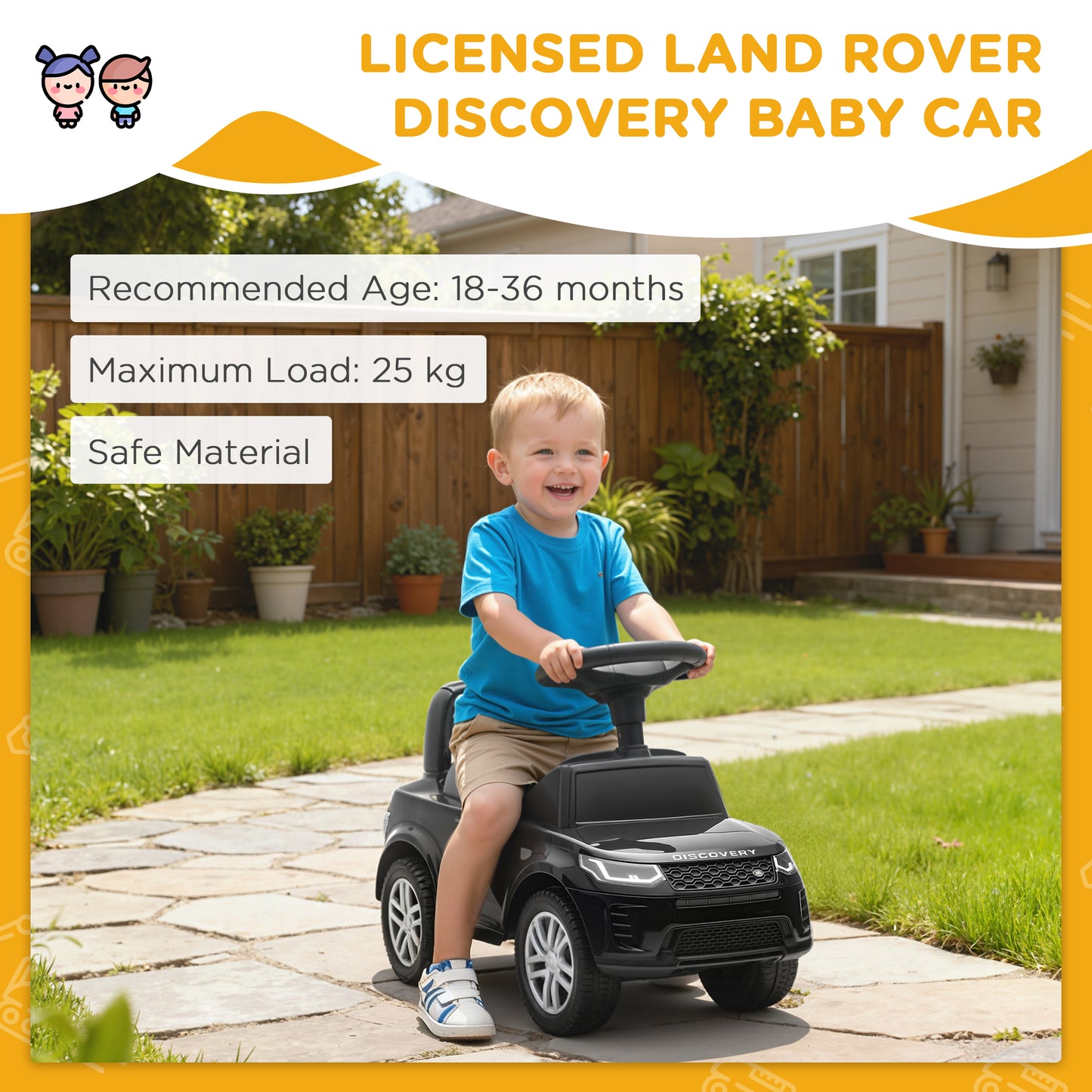 Land Rover Licensed Toddler Ride on Car with Horn, Engine Sounds, Under-Seat Storage, for 18-36 Months