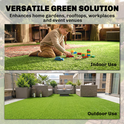 Outsunny Artificial Grass Turf Low Maintenance Realistic Lawn Pet Turf with Drain Holes for Garden 1m x 4m Green