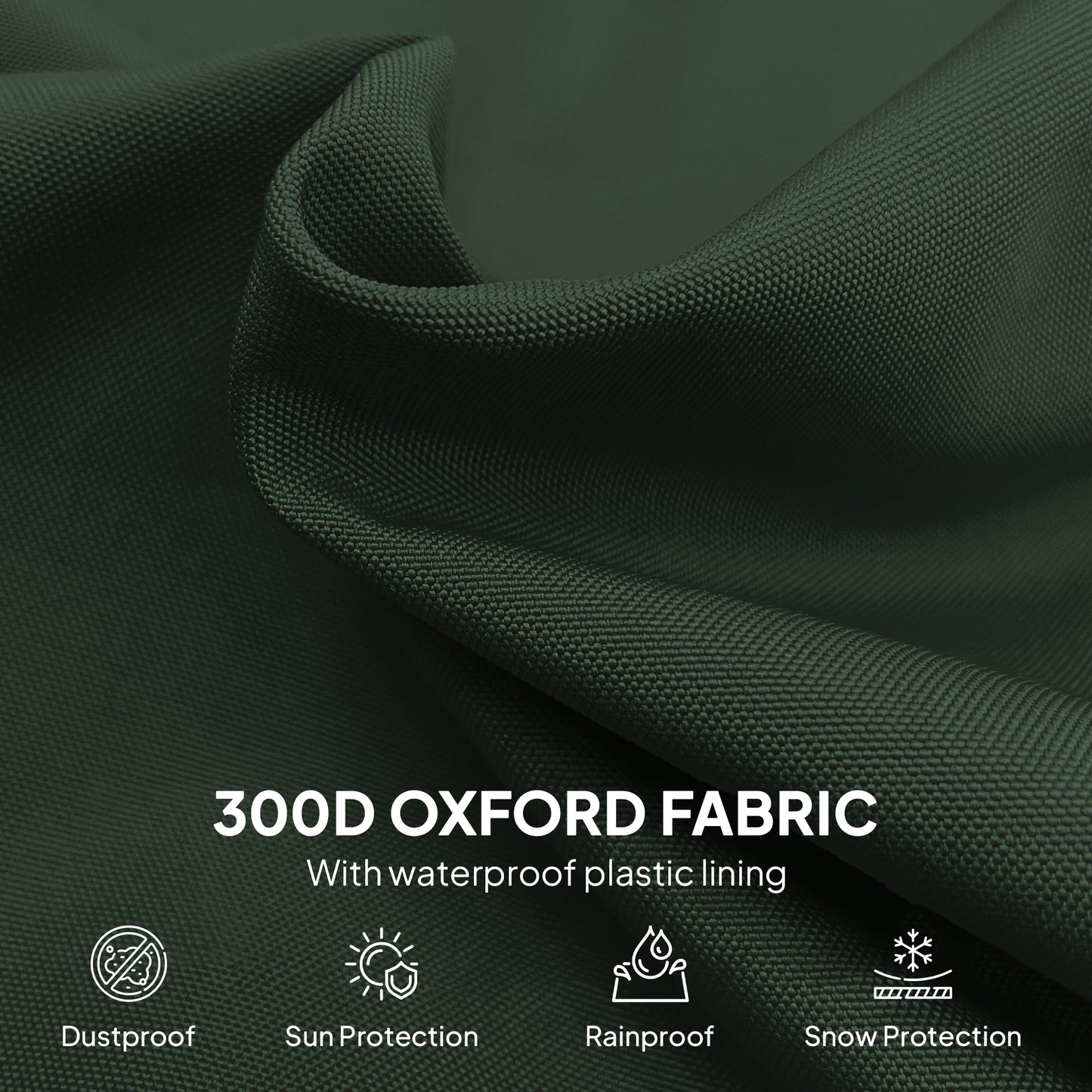 Parasol Cover | 300D Oxford & PVC Coating | Side Zip & Cord Lock | Fits 2-4m Umbrellas | Green