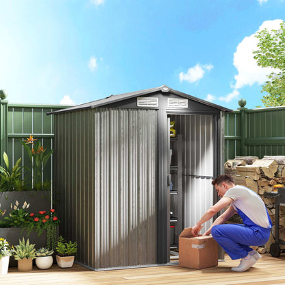 Outsunny 5ft x 4.3ft Outdoor Garden Storage Shed - Grey Wood Effect