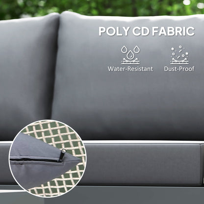 3-Piece Rattan Garden Sofa Set | 2 Loveseats | Acacia Wood End Table & Coffee Table | 10cm Seat & 20cm Back Cushions | Washable Covers | 320kg Capacity | PE Rattan & Steel | Grey