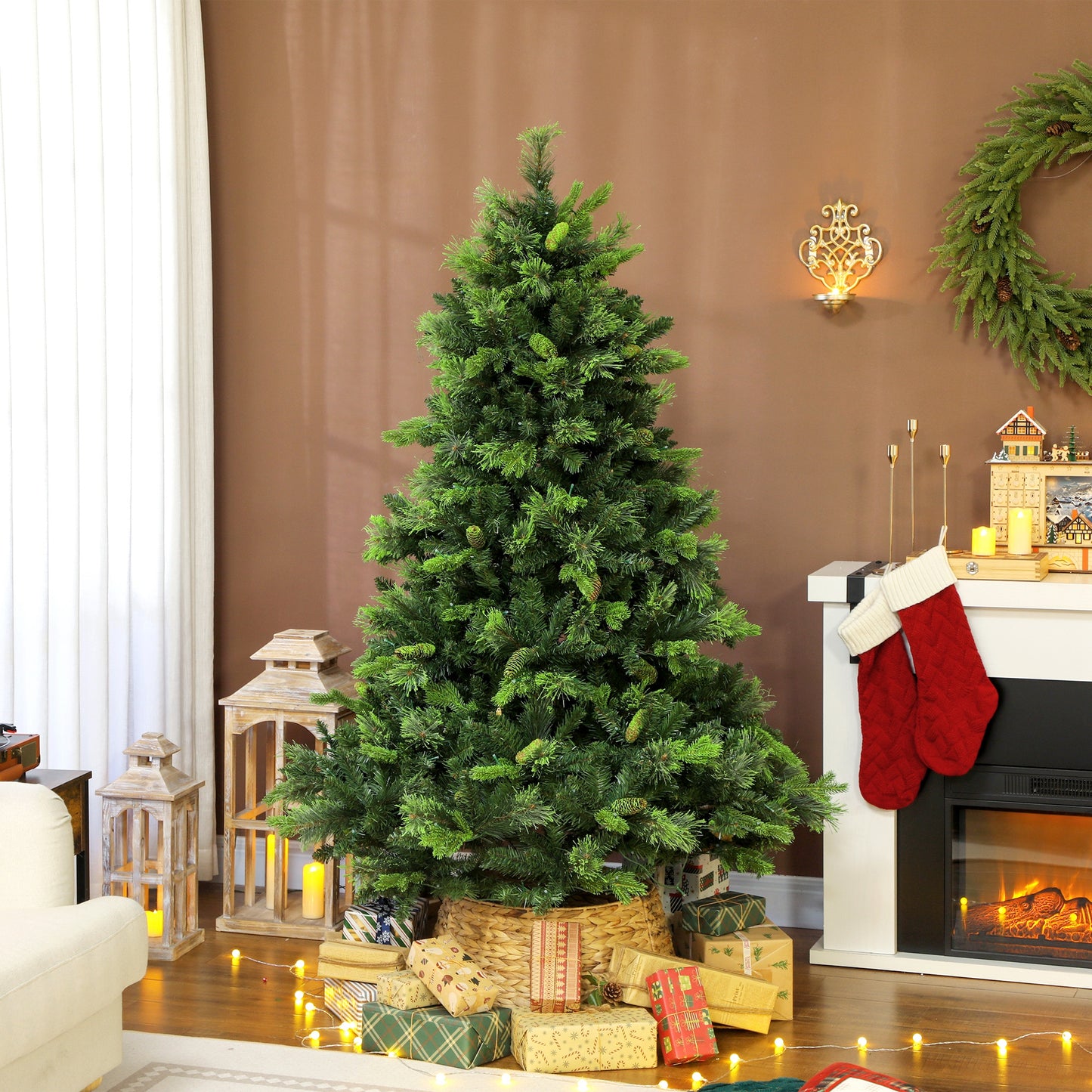 180cm Carolina Pine Christmas Tree with Colourful DIY Synchronized LED Lights and Remote