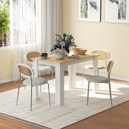 Wood Effect Dining Table | 4-6 Seater | 120x69x75cm | Melamine Surface | Water Resistant | Triangular Legs | Oak & White