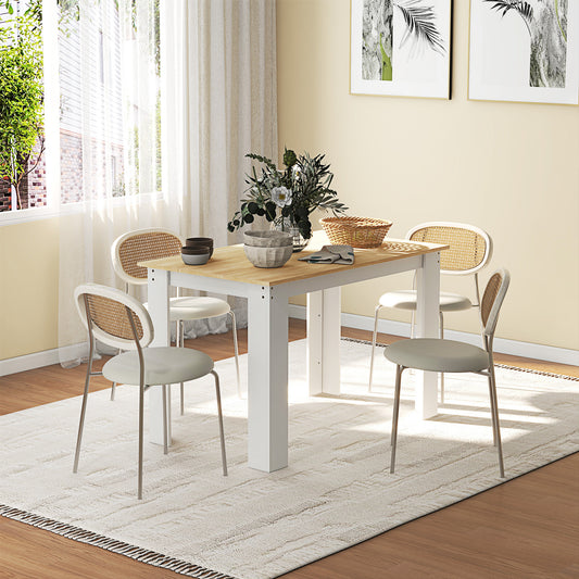 Wood Effect Dining Table | 4-6 Seater | 120x69x75cm | Melamine Surface | Water Resistant | Triangular Legs | Oak & White