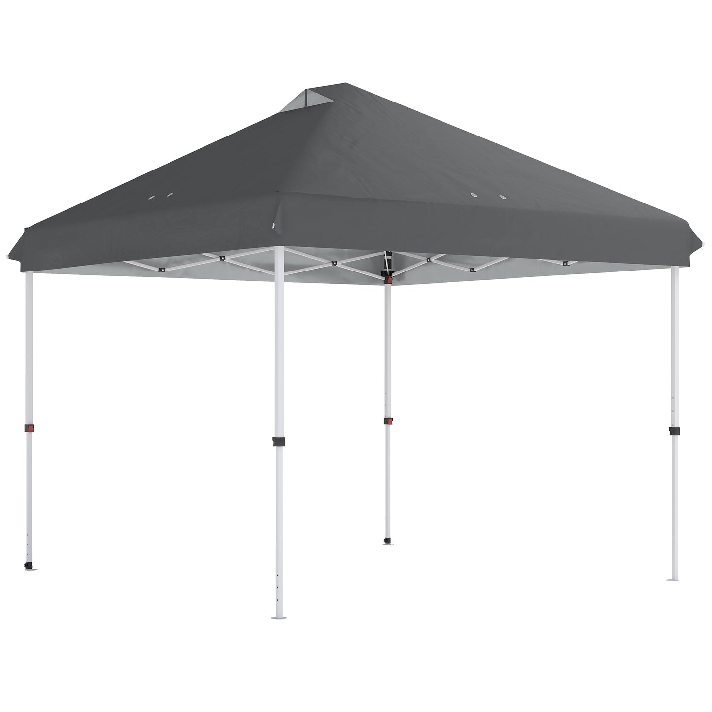 3x3m Pop-Up Gazebo with Flip-Down Wheels & One-Push Central Lock | UPF50+ 210D Oxford Fabric | Top Mesh Vent | 3-Height Adjustment | 4 Sandbags, 4 Guy Ropes & 12 Stakes | Carry Bag | 300x300x273cm | Dark Grey & White
