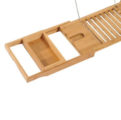 Natural Extendable Bathtub Caddy Tray Bamboo Bath Tub Storage Rack Shelf Holder Bathroom