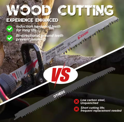 EZARC Reciprocating Saw Blades 9''  Wood Pruning Saw Blades 5 Ground Teeth Pruning Blades for Cutting Trimming