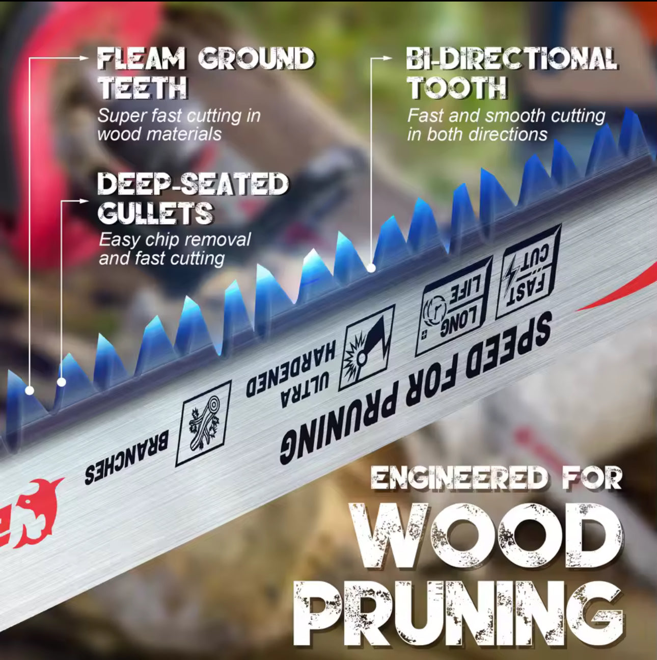 EZARC Reciprocating Saw Blades 9''  Wood Pruning Saw Blades 5 Ground Teeth Pruning Blades for Cutting Trimming
